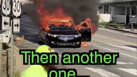 Runaway Car on fire