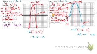 Quadratics in Standard form Part 2