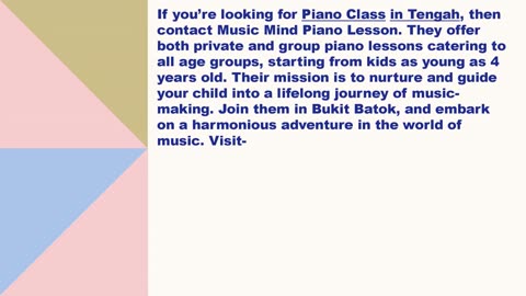 Best Piano Class in Tengah