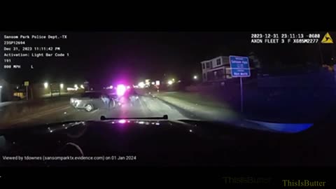 Dashcam video shows a car being struck by a Sansom police vehicle that had its emergency lights on