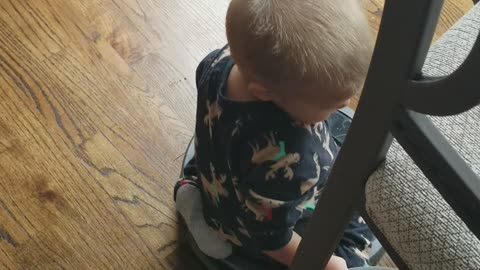 Toddler Takes a Roomba Ride