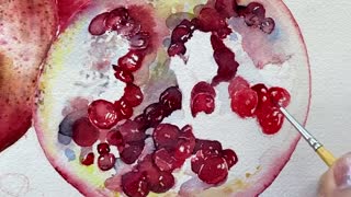 Painting Pomegranate in watercolor.