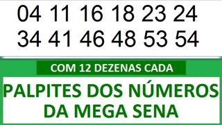 #PALPITES DOS NÚMEROS DA MEGA SENA COM 12 DEZENAS 7y 7z 70 71 72 73 74 75 76 77 78 79