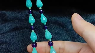 Natural turquoise and Amethyst smooth beads with faceted Amazonite beads beautiful choker 03