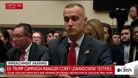 Corey Lewandowski Testifies at Trump Impeachment #1 - Rep. Jim Jordan Asks Him Questions