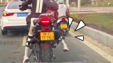 Funny Short Girl Riding Adventure Motorcycle