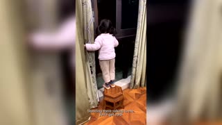 Girl Speaks To Homesick Cop Dad Through Window