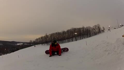 Snowboard backflip highfive fail