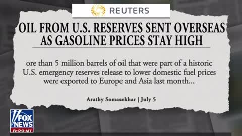 Oil From US Reserve Sent Overseas As Gasoline Prices Stay High.