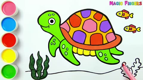 Hello! princess. Let's draw and color this cute turtle together