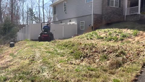 Short clip mowing an overgrown lawn. Ferris ISX800 & Honda HRR