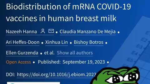NewsFlash - Lancet Study shows Vaccinated Women Who Breast Feed are passing mRNA to their Babies- Study in Description