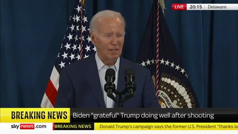 Trump shooting- 'No place in America for this kind of sick violence' - Biden Sky News