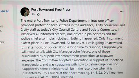 The Port Townsend City Council are Dangerous Drama Queens