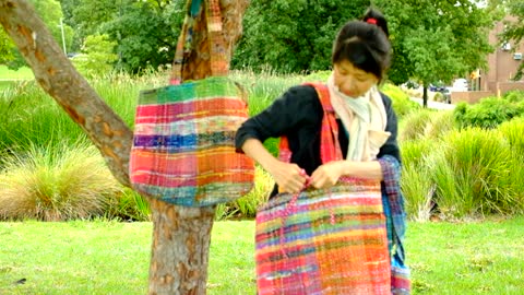 しあわせをよぶ虹織りアートトートバッグ, Rainbow weaving art tote bag