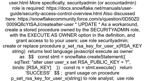 Snowflake Allow users to alter their RSA_PUBLIC_KEY property