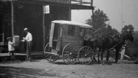 Exchange Of Mail At Rural Post Office, U.S. Post Office (1903 Original Black & White Film)