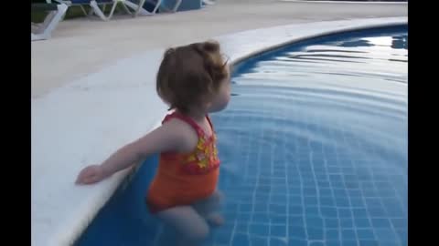 Funny Videos For Kids - Funny BABY try to get the swimming POOL