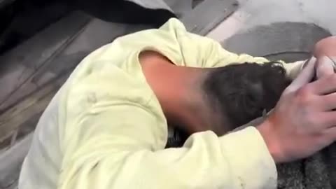 Young Palestinian man breaks down in tears