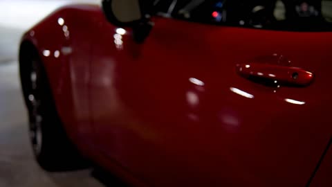 Close up of red sports car