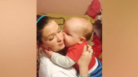 # Cute baby reaction kiss