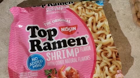 Eating Nissin Top Ramen Shrimp Flavor, Dbn, MI, 8/10/23
