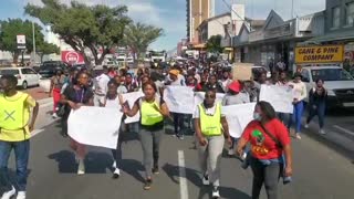 A small group of Northlink college students marching along Voortrekker
