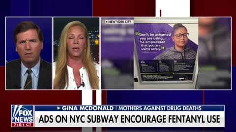 Gina McDonald from Mothers Against Drug Deaths blasts a New York subway ad that appears to encourage fentanyl addiction