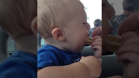 Funny reactions when cute baby first eats lemon