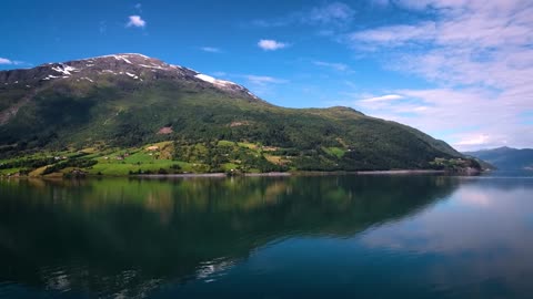 aerial footage beautiful nature norway flying over the lakes and fjordsview from the birds eye view