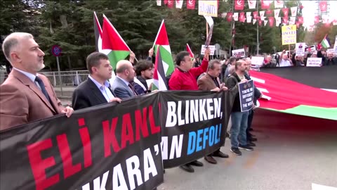 Pro-Palestinian groups protest as Blinken visits Ankara