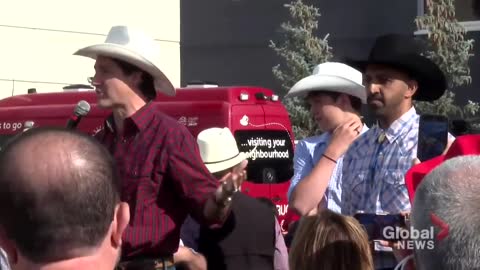 Someone tells Trudeau "You're a traitor!" during an appearance at the Calgary Stampede.