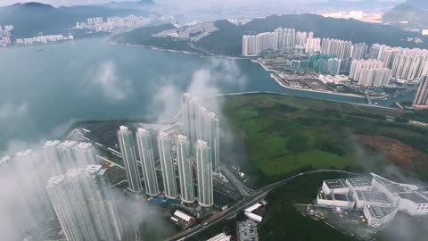 View of the skyscrapers from the plane