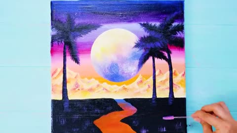 EASY! How To Paint Acrylic Full Moon From Dots For Beginners