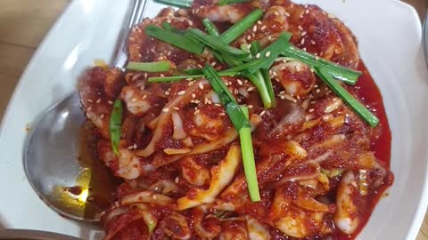 korea food(Cheonggukjang, Stir-fried octopus