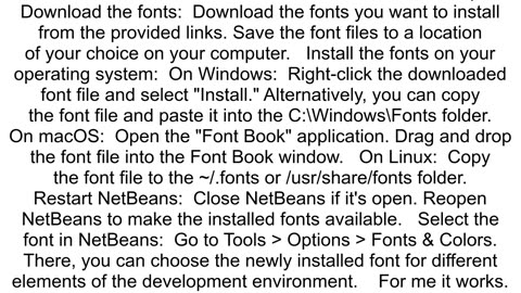 How can I install fonts to NetBeans in the properties