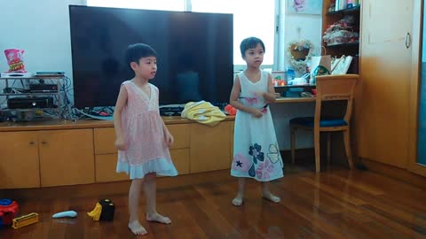 Dance performance of my lovely twin daughters at 2016-03-20