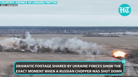 chilling baatlefield footage moment when Russian chopper was down by ukraine missile