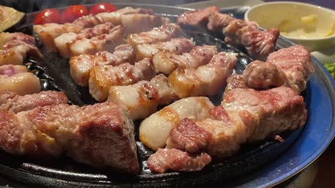 The sound of grilling Samgyeopsal