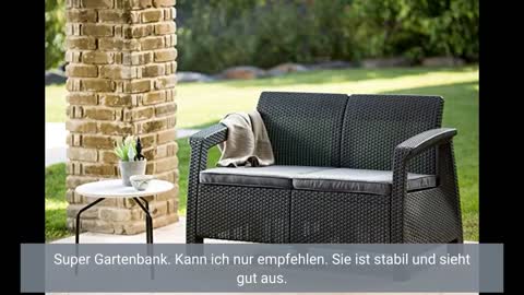 Allibert by Keter Corfu Gartensofa Lounge aus Kunstoff, inkl. Outdoor Kissen, für Garten und Balkon