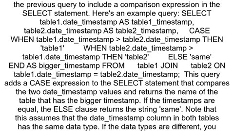 How to compare date timestamp between two tables