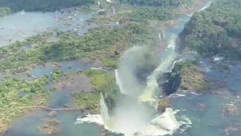 The spectacular Iguazu Falls between Argentina and Brazil stretch 2.7 km (1.7 mi