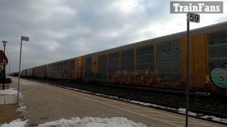 Manifest Train CN 5794 & CN 2809 Engines In Ontario