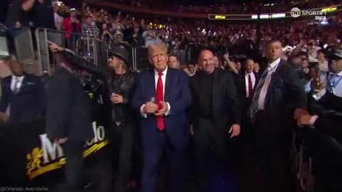Trump, Kid Rock and Tucker Carlson entrance at Madison Square Garden.