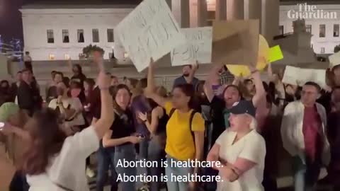 Protesters gather over reports US supreme court to overturn Roe v Wade abortion