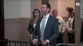 Donald Trump Jr. leaving the Manhattan court as they fight for their real estate empire