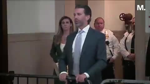 Donald Trump Jr. leaving the Manhattan court as they fight for their real estate empire