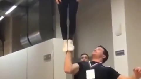 Soo much power in his hand ,Watch how this guy lift a girl by hand wow