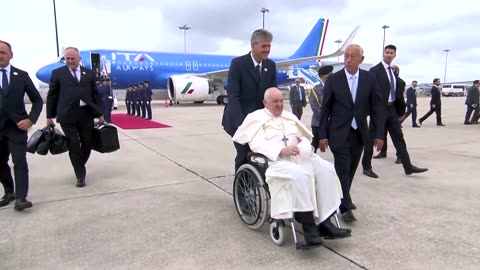 Pope Francis arrives in Lisbon for World Youth Day