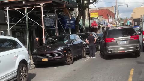 Stubborn Driver Blocks Traffic on Sheepshead Bay Road in Brooklyn.